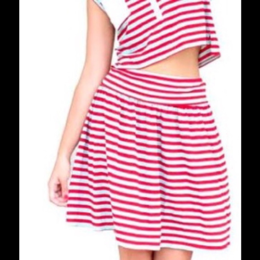 Nanette Lepore Red White Striped Skirt